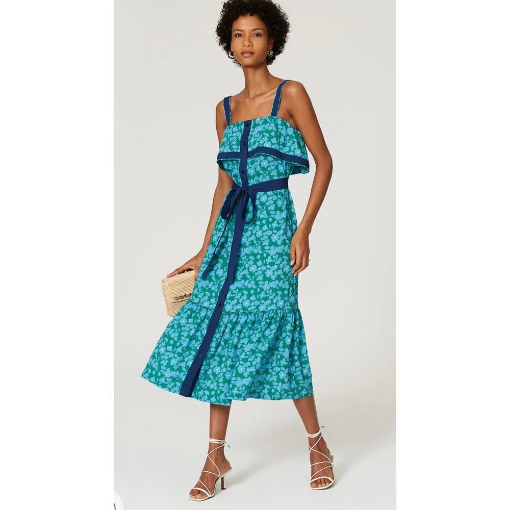 Derek Lam Crosby Floral Popover Midi Dress Size 12 - Picture 2 of 15